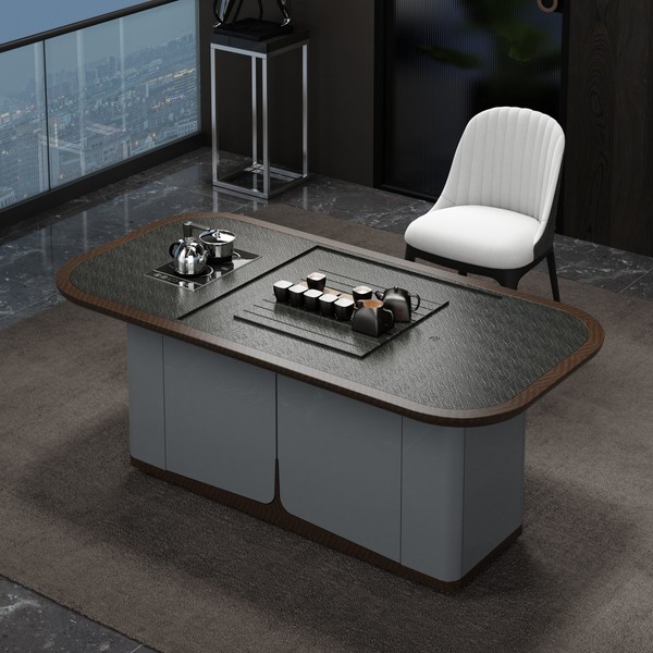 Moderner Esstisch In Grau Mit Elegantem Design-image