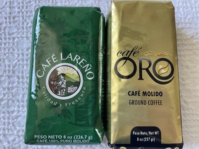 Lareno and Oro Ground Coffee Bagged Medium Roast Puerto Rico 2 Packs 8oz each