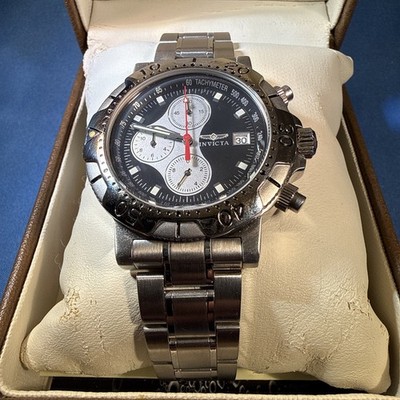 Invicta Stainless Steel Chronograph Watch w/ Box   Needs Battery