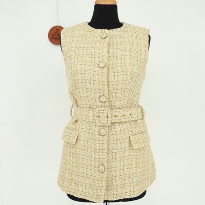 Zara  Sleeveless Wool Blend Textured Belted Waistcoat Vest Blogger Fav XS NWOT