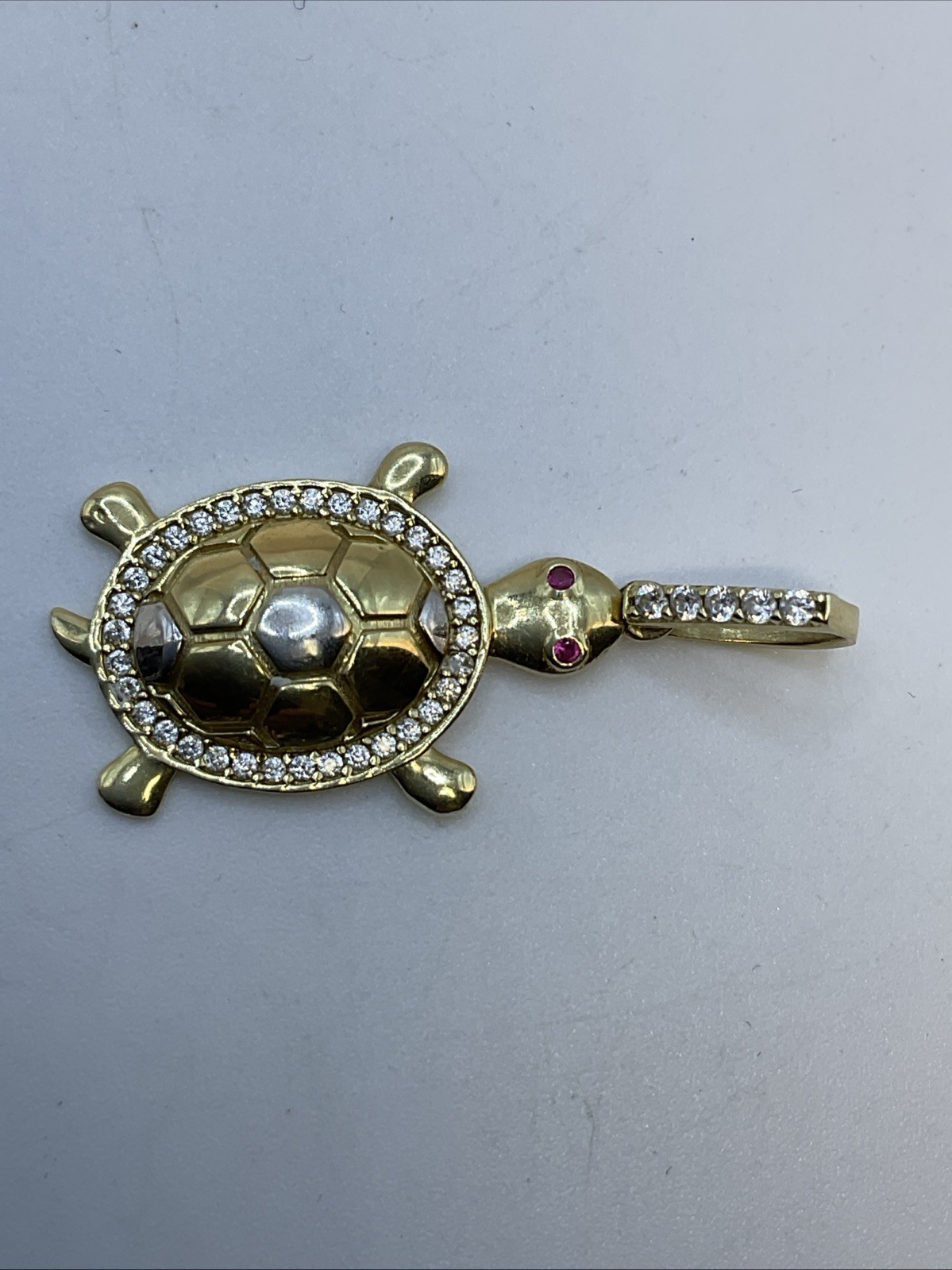 TURTLE Charm Pendant Solid 13K Two Tone Gold Crea… - image 5