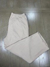 Eileen Fisher Pants Womens Large Beige Organic Cotton Wide Leg Crop Sweatpants