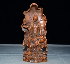 Exquisite Small Leaf Boxwood Lotus Leaf Guanyin Ornament