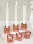 Reversible Rde Glass Candle Holder Set of 6, Thick Heat-Resistant Glass Candl...