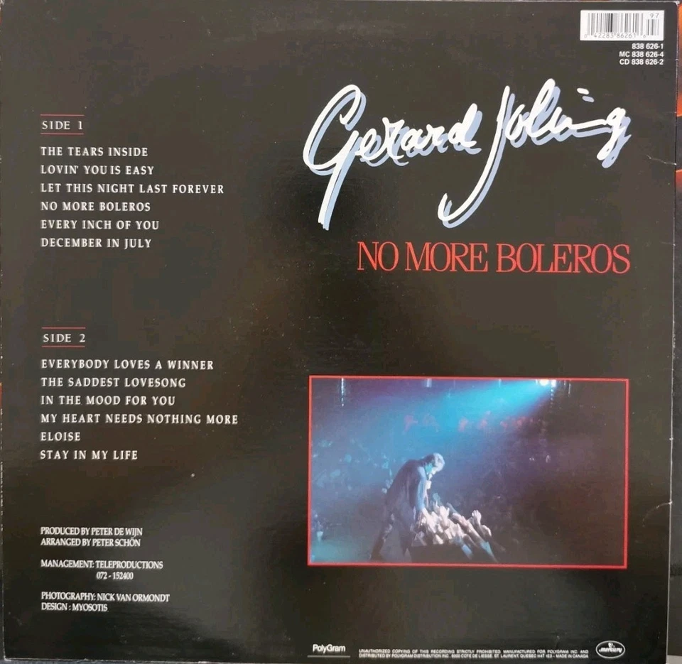 Vinyl LP Gerard Joling - No More Boleros VG+ 838 626-1 Canada Pop - Image 2 of 4