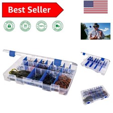 Clear Fishing Lure Organizer - 14.25" Tackle Box with 25 Adjustable Compartments