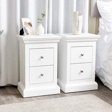 Pair of White 2 Drawer Bedside Tables small space storage bedroom furniture