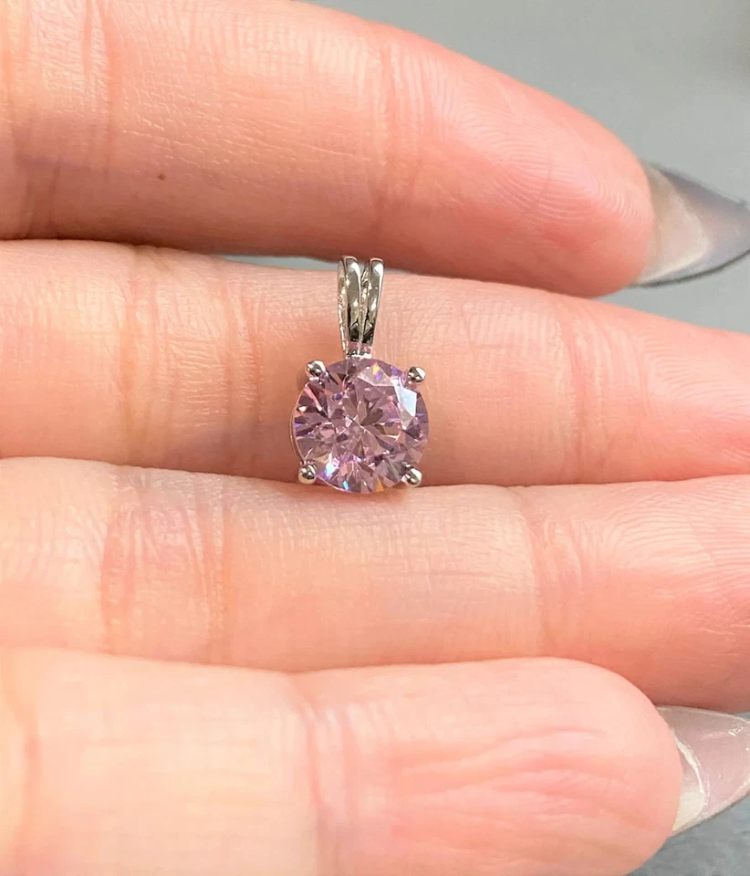 2.00 Ct Certified Pink Moissanite Round Cut Solitaire Pendant 925 Silver - Image 2 of 4