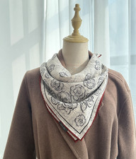 70 Cashmere 30 Silk Neckerchief Shawl Scarf Bandanna flower Print 65X65cm wrap