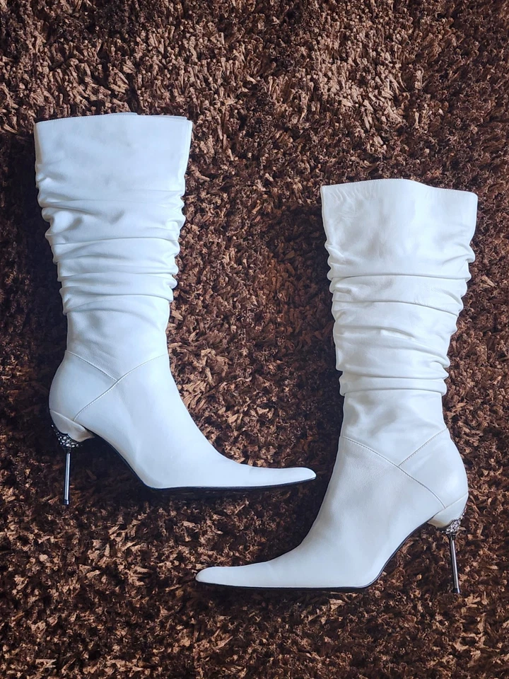 NUEVO EN CAJA BRONX - Botas de aguja punta de cuero blancas Foto 3 de 4