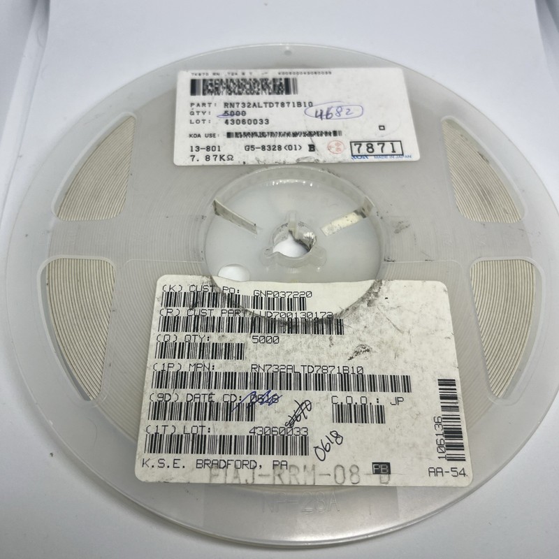 4600 PCS KOA RN732ALTD7871B10  RES 7.87 kOHM 0.1% 1/10W 0603