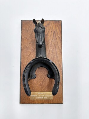 Horse racing trophy wooden plaque 1979 Horseshoe