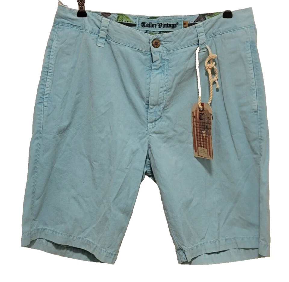 Bermudas Shorts Tailor Vintage Para Hombre Talla 34 Turquesa Nuevo con Etiquetas