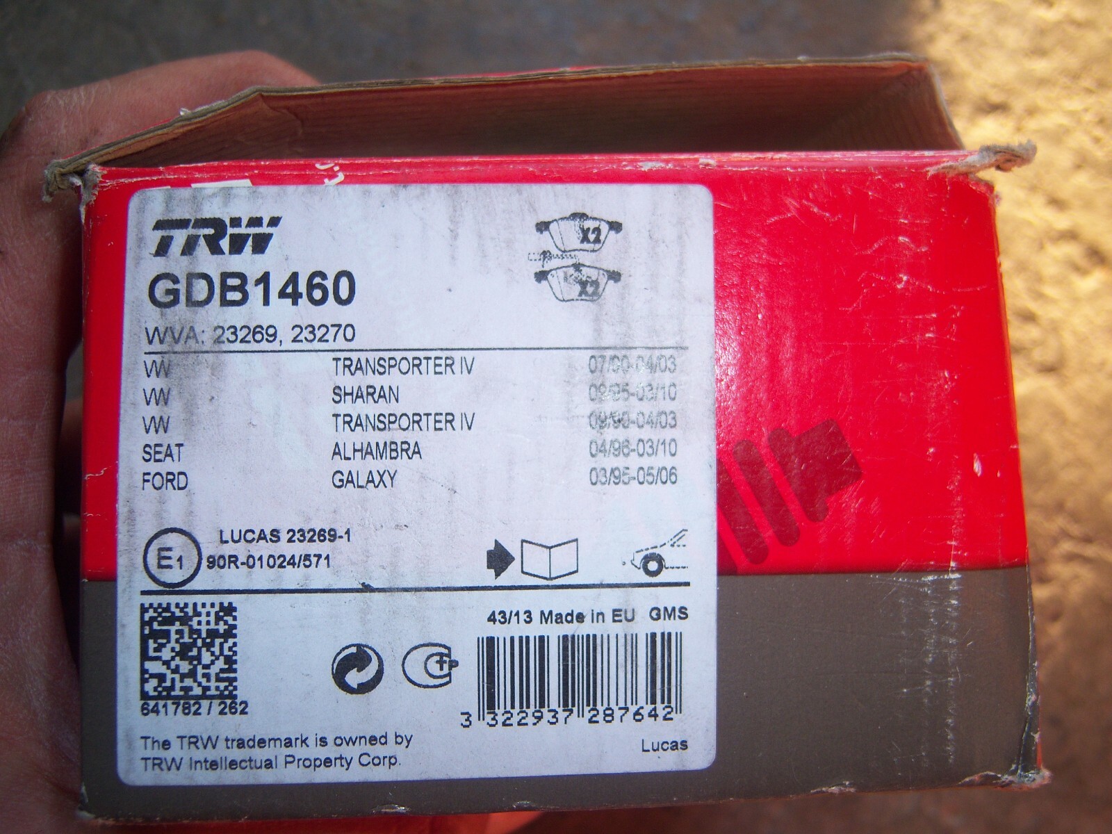 Plaquettes de frein avant GDB1460 auto Alhambra Sharan Transporter