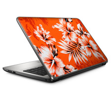 Universal Laptop Skins Wrap for 14" - Orange Tropical Hibiscus Flowers
