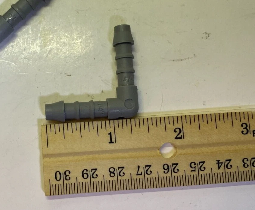 Lot of 10 1/4" Hose Barb Elbow Fittings - 90 Degree - Acetal Plastic - 1/4" Barb - Image 3 of 4