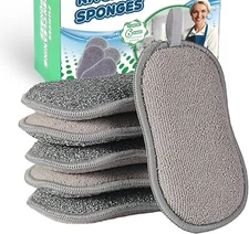 FunCee Upgrated Dual-Sided Sponges Kitchen, 6 Pack Microfiber Non Gray 