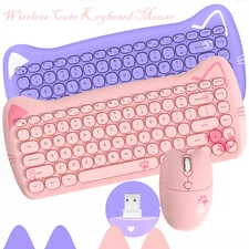 Ajazz A3060 84-Key Cute Cute cat ears Wireless Keyboard&Mouse Set for Mac Laptop
