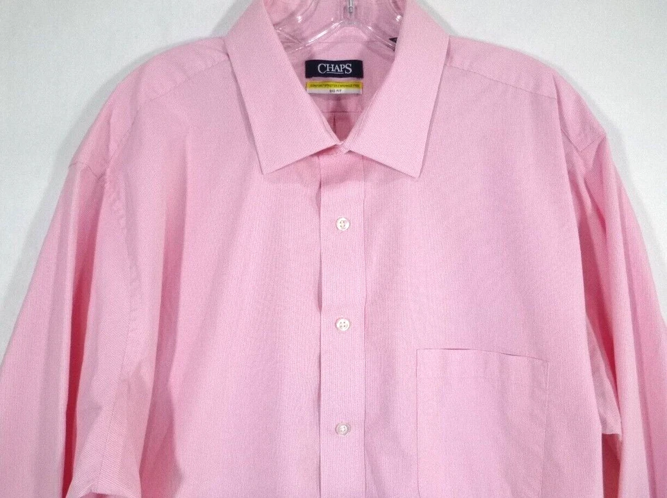 Chaps Ralph Lauren - Camisa de vestir clásica de manga larga para hombre - 2XL XXL - 18,5/33 - ¡ROSA! Foto 2 de 4