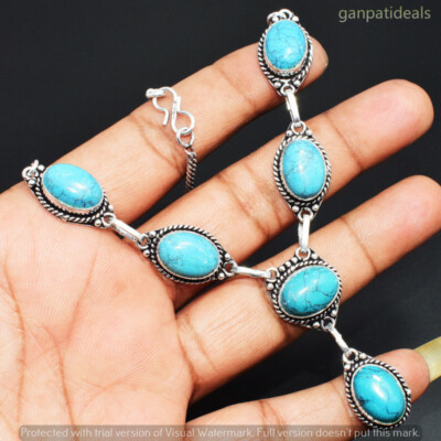 Turquoise Gemstone Ethnic Handmade Necklace Jewelry 18.75'' NES-5127