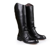 Men's Leather Military Back Zip Black Knee High Riding Boots Equestrian Shoes MM