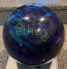 USED Brunswick Ethos Pearl Reactive Bowling Ball, Purple/Sky/Carbon, 15 LB K