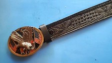 Patriotic Genuine Leather EAGLE Basket weave Belt  Epoxy USA EAGLE Buckle
