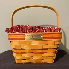 Longaberger 1996 "Light The Fire Within" Bee Basket w/Fabric Liner and Protector