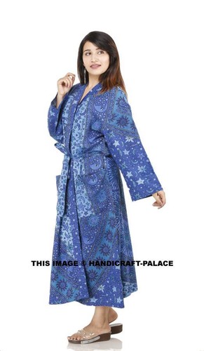 Mandala Kimono Wedding Gown Cotton Night Gown Sleepwear Women Long Night dress - Picture 76 of 77
