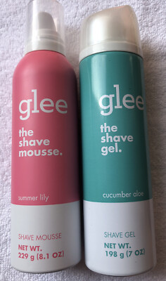 (2) Glee The Shave Mousse Summer Lily ~ Glee Shave Gel Cucumber Aloe 8.1oz Each