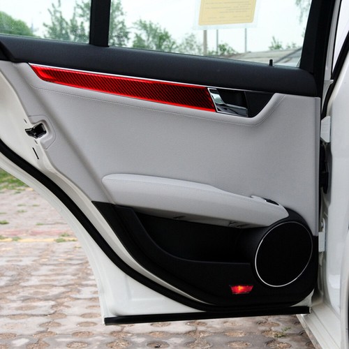 4Pcs For Mercedes-Benz C-class W204 2007-2013Red Carbon Fiber Door Panel Trim - Picture 9 of 17