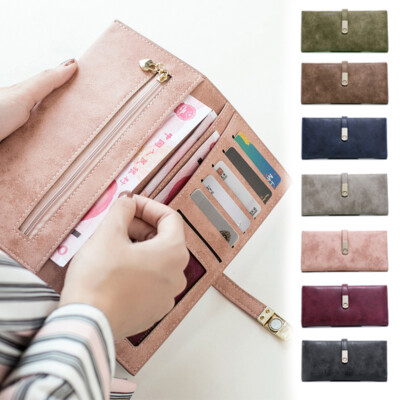 Women Slim Wallet Leather Long Clutch Wallet Purse Card Holder Bifold Pocket US