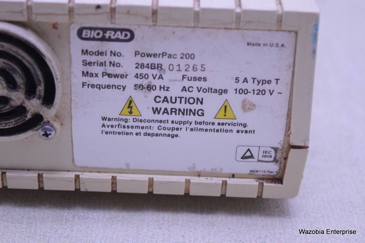 BIO-RAD POWER PAC 200 ELECTROPHORESIS POWER SUPPLY