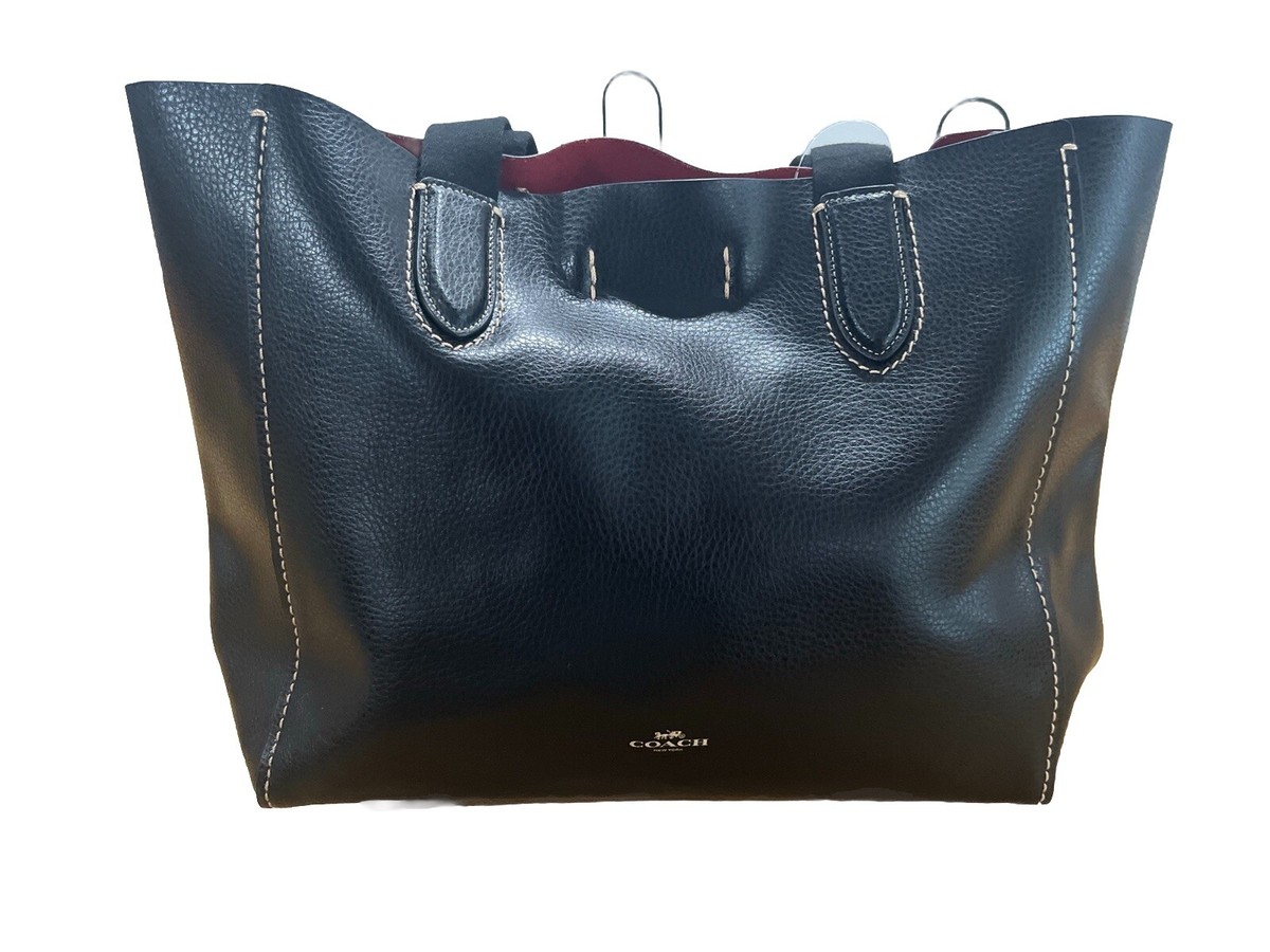 Coach Derby Black Tote Shoulder Bag In Pebble Leather