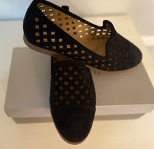FRANCO SARTO Famous LE Black Suede Flat Reticulated Size 9M With Box