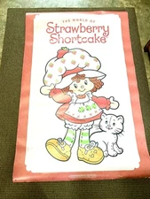 SUPER RARE HUGE 72x46” Strawberry Shortcake PROMO Double Sided Care Bears 80s