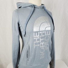 The North Face Hoodie Sweatshirt Pullover Womens XS Powder Blue, Cotton Blend