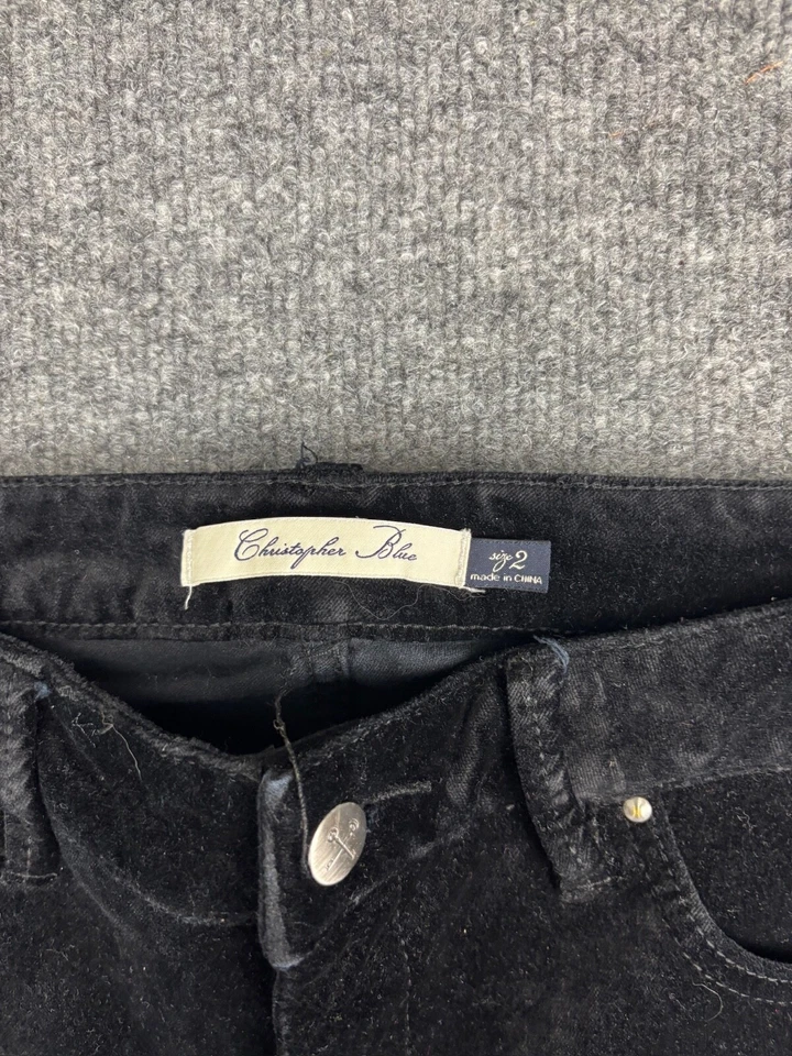 Pantalones de terciopelo Christopher azul para mujer 2 negros pierna recta elásticos 5 bolsillos Foto 2 de 4