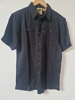CAT Caterpillar Dobby Mens Black Workwear Shirt Size M
