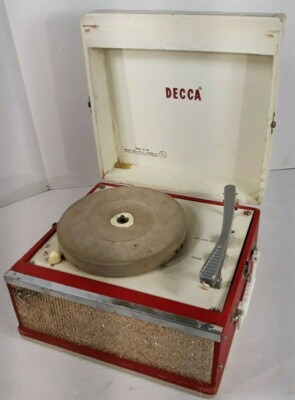 Antique Decca Record Player Model #DP582 Turntable Red And White