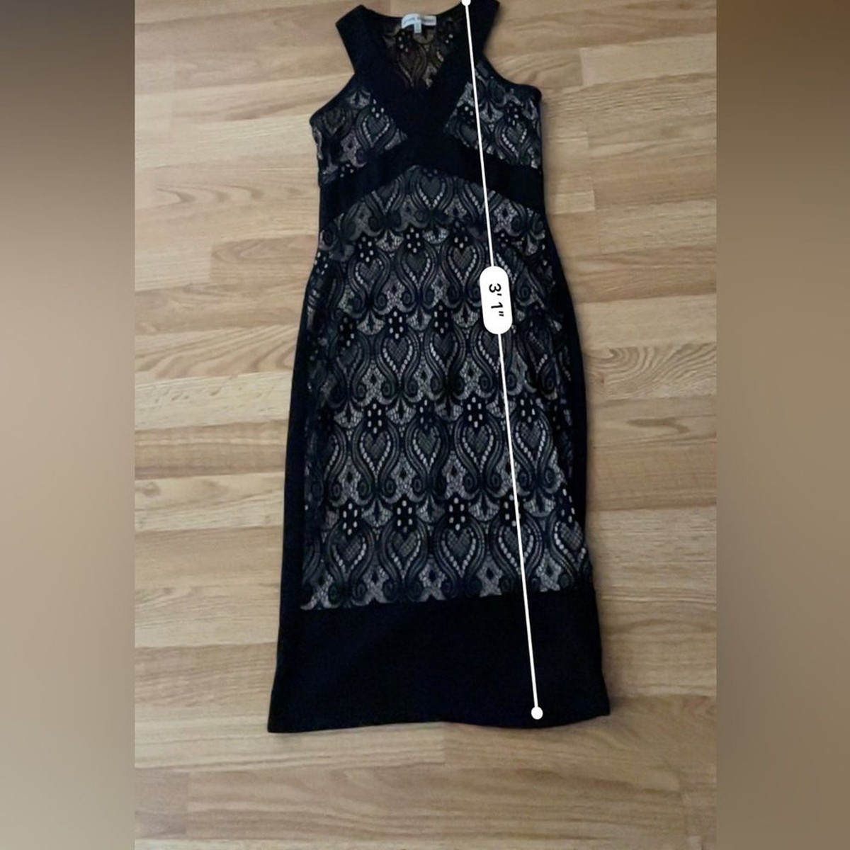 Almost famous Black & Beige lace Bodycon Women's Dress Size medium  sleeveless | eBay