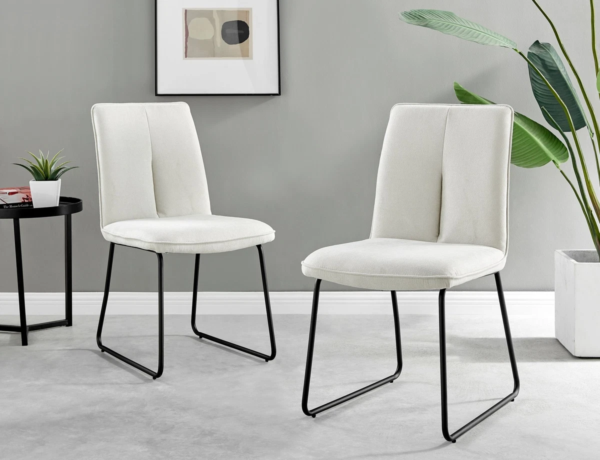 2x Halle Contemporary Fabric Black Leg Dining Chairs eBay