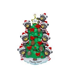 PERSONALIZED Bears in Tree - Family of 7 Christmas Ornament Keepsake Gift