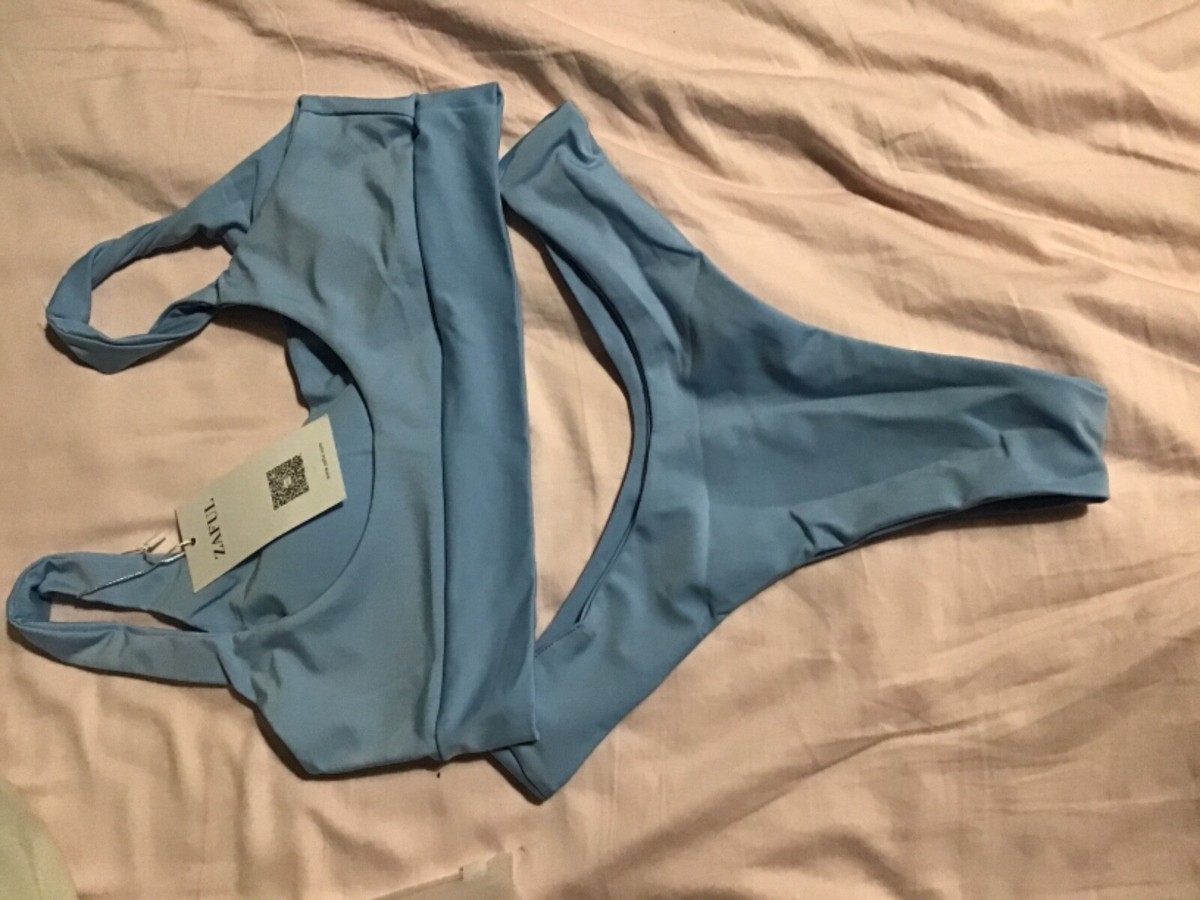 Zaful light blue small bikini baby blue bathing suit new