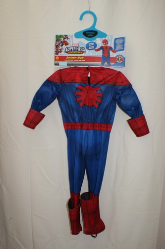 Marvel Spidey Spiderman Costume Super Hero Toddler Gloves, Boot Tops & Suit Only - Picture 2 of 7