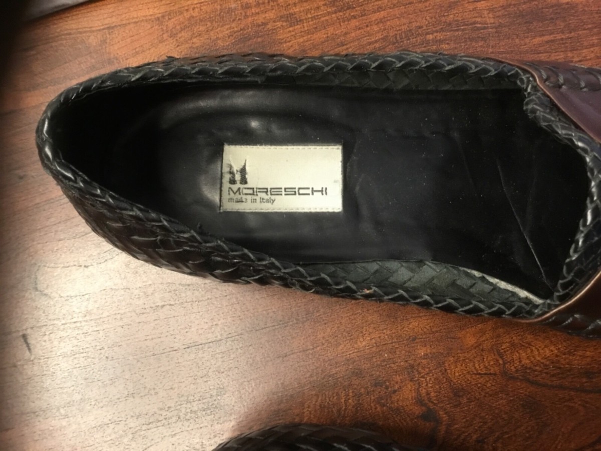 Moreschi Woven Leather Loafers Mens 9.5 Black Handmade Italy Huarache Slip On Moreschi Lugano - Peccary Men main image 3