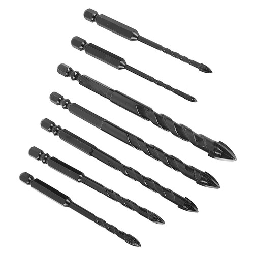 7PCS Masonry Drill Bit Set Hex 4 Flute High Hardness Alloy Twist Drill MFS - Picture 11 of 12