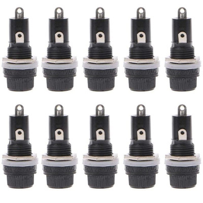 10 Stück 10 A 250 V Sicherungshalter Panel Mount 5 x 20 mm Sicherungshalter Schr