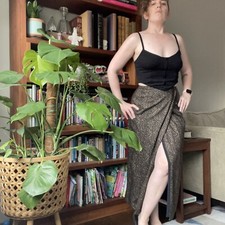 90s chevron maxi skirt Josephine Chaus black brown