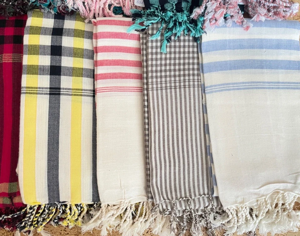 33 Modeles KRAMA KHMER Echarpe Cambodge Tissé main frange mixte 100% coton - Photo 3/4